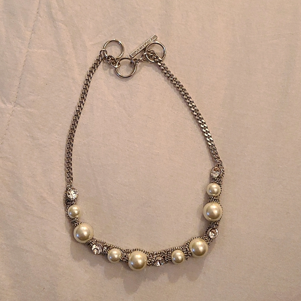 GIVENCHY Faux Pearl and Crystal Collar Necklace